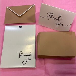 Elegant Thank You Cards Set - Brown and White